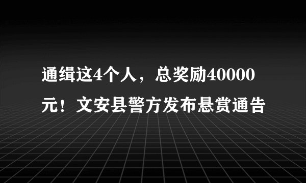 通缉这4个人，总奖励40000元！文安县警方发布悬赏通告