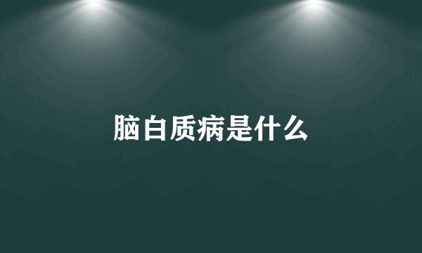 脑白质病是什么