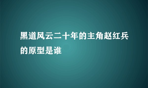 黑道风云二十年的主角赵红兵的原型是谁