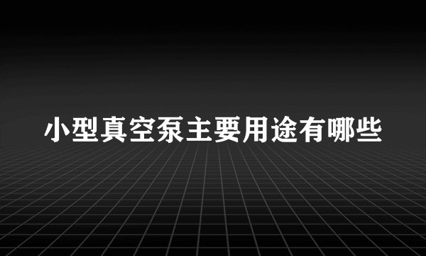小型真空泵主要用途有哪些