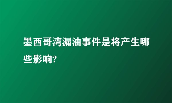 墨西哥湾漏油事件是将产生哪些影响?