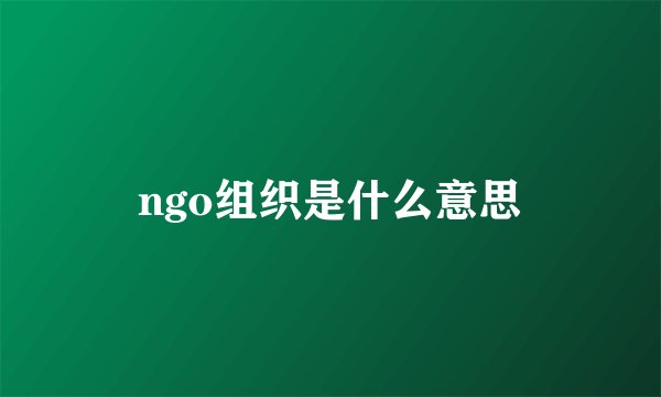 ngo组织是什么意思