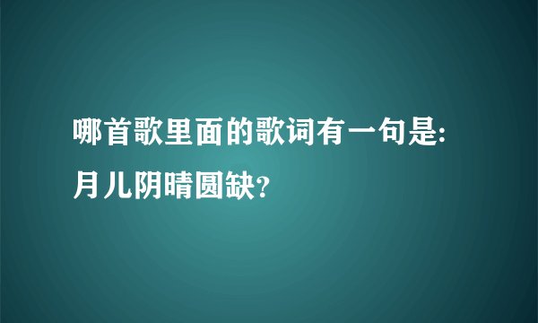哪首歌里面的歌词有一句是:月儿阴晴圆缺？