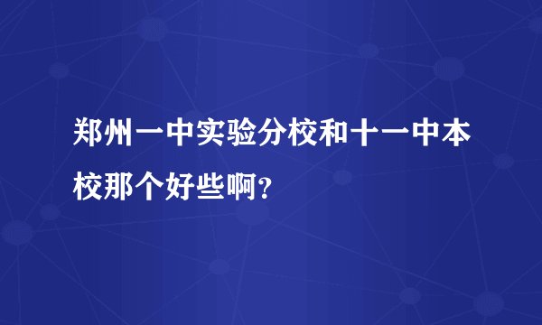 郑州一中实验分校和十一中本校那个好些啊？