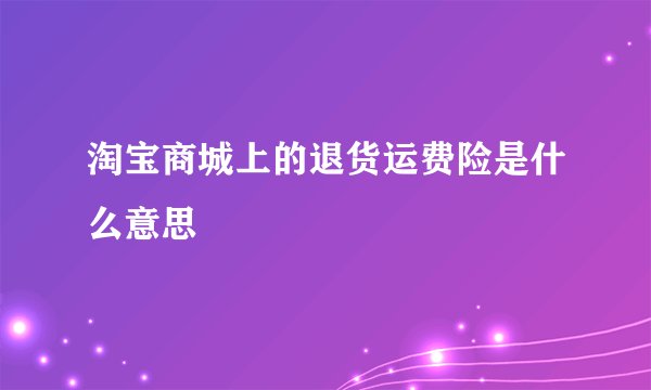 淘宝商城上的退货运费险是什么意思
