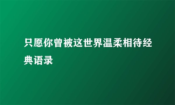 只愿你曾被这世界温柔相待经典语录