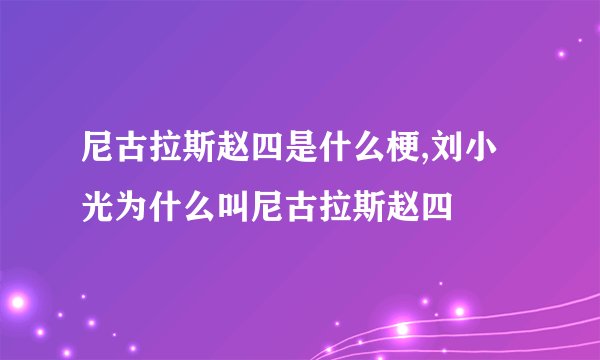 尼古拉斯赵四是什么梗,刘小光为什么叫尼古拉斯赵四