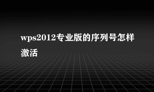 wps2012专业版的序列号怎样激活