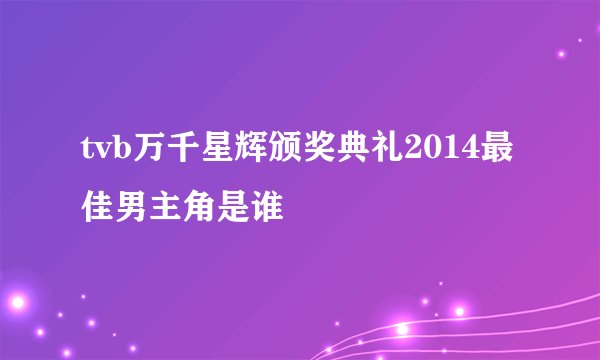 tvb万千星辉颁奖典礼2014最佳男主角是谁