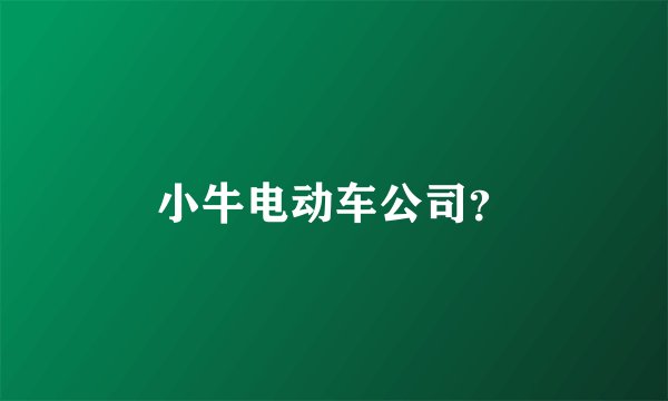 小牛电动车公司？