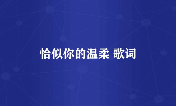 恰似你的温柔 歌词