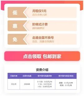 电信5元无忧卡套餐？