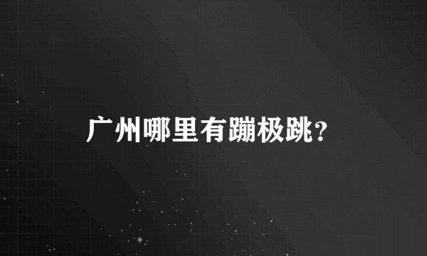 广州哪里有蹦极跳？