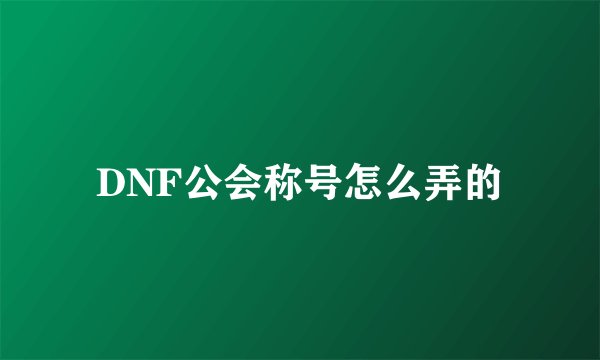 DNF公会称号怎么弄的
