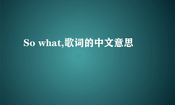 So what,歌词的中文意思
