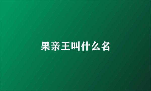 果亲王叫什么名