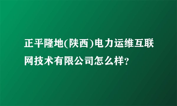 正平隆地(陕西)电力运维互联网技术有限公司怎么样？