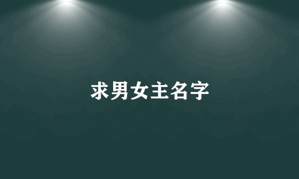 求男女主名字