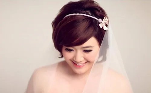 短发结婚当天新娘头图片  短发什么发型好看