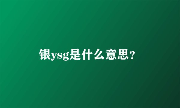 银ysg是什么意思？