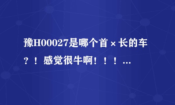 豫H00027是哪个首×长的车？！感觉很牛啊！！！！（豫HW4949,豫H 00061）