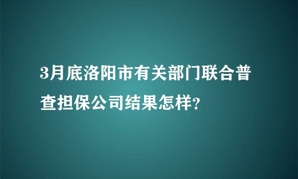 3月底洛阳市有关部门联合普查担保公司结果怎样？