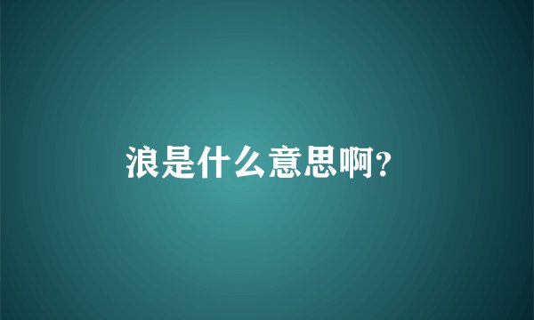 浪是什么意思啊？
