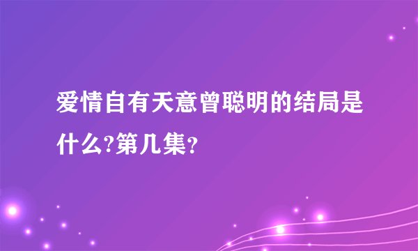 爱情自有天意曾聪明的结局是什么?第几集？