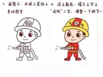 消防员怎么画简笔画