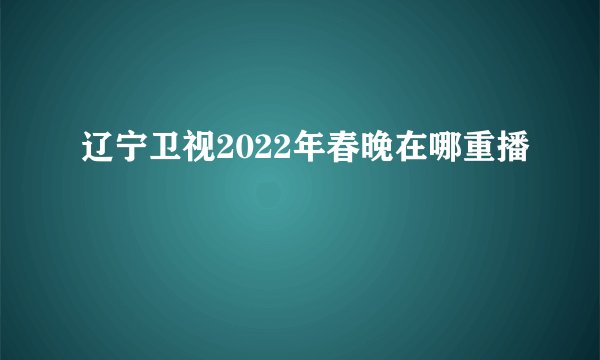 辽宁卫视2022年春晚在哪重播