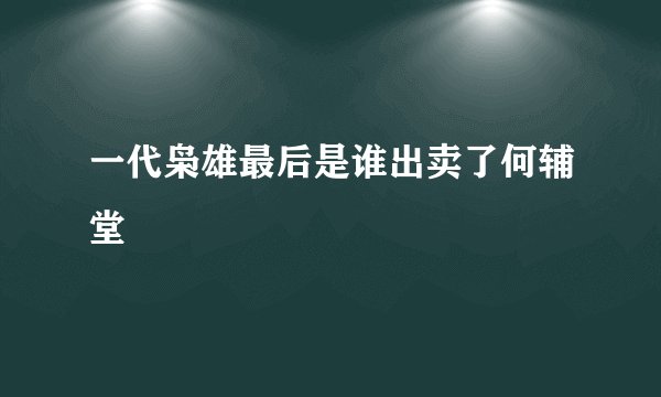 一代枭雄最后是谁出卖了何辅堂