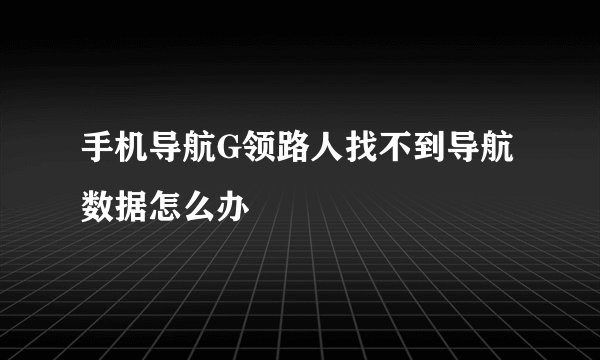 手机导航G领路人找不到导航数据怎么办