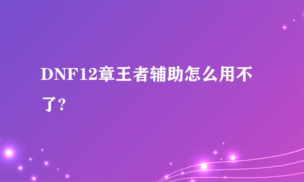 DNF12章王者辅助怎么用不了?