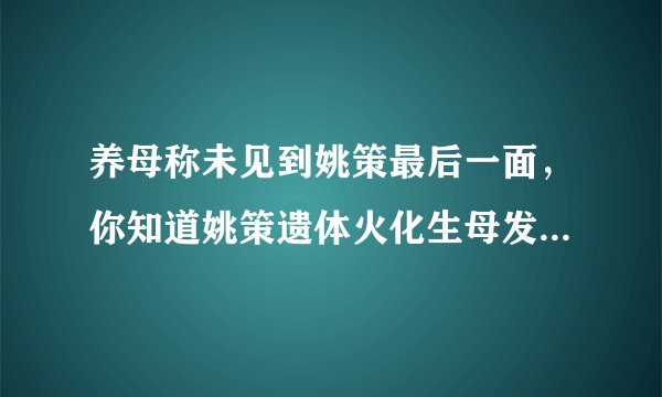 养母称未见到姚策最后一面，你知道姚策遗体火化生母发声说了什么吗？
