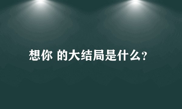 想你 的大结局是什么？