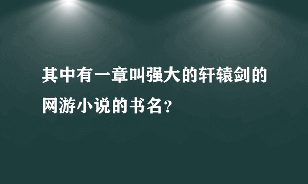 其中有一章叫强大的轩辕剑的网游小说的书名？