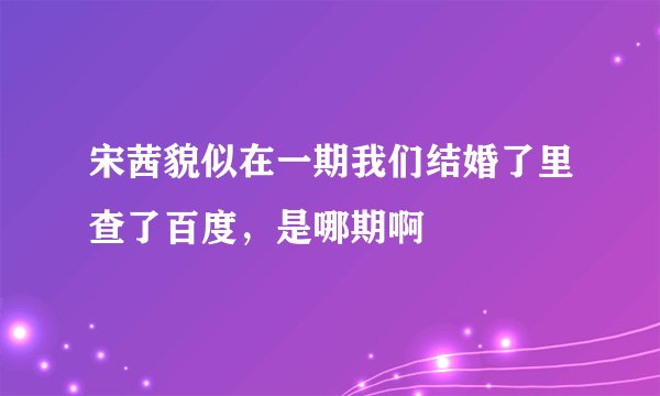 宋茜貌似在一期我们结婚了里查了百度，是哪期啊