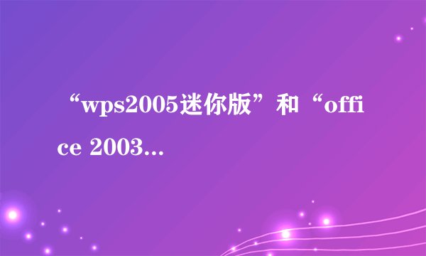 “wps2005迷你版”和“office 2003”的区别