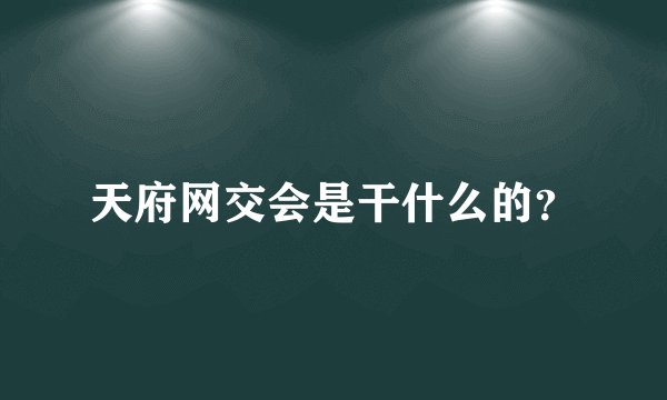 天府网交会是干什么的？
