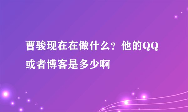 曹骏现在在做什么？他的QQ或者博客是多少啊