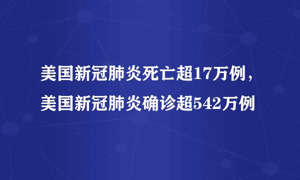 美国新冠肺炎死亡超17万例，美国新冠肺炎确诊超542万例