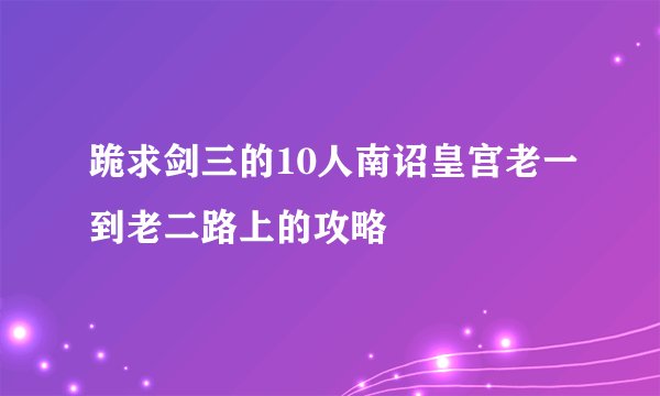 跪求剑三的10人南诏皇宫老一到老二路上的攻略