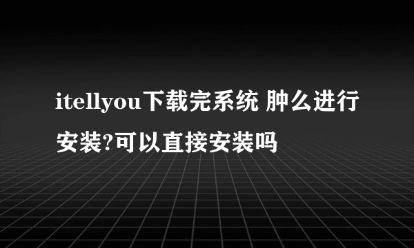 itellyou下载完系统 肿么进行安装?可以直接安装吗