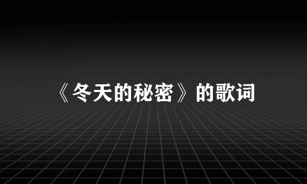 《冬天的秘密》的歌词