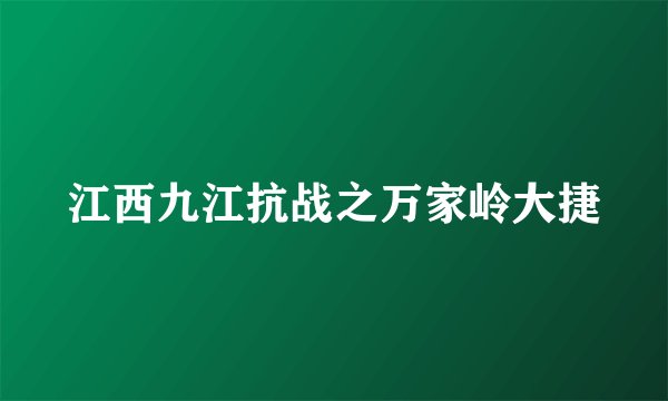江西九江抗战之万家岭大捷