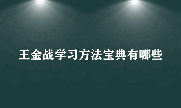 王金战学习方法宝典有哪些