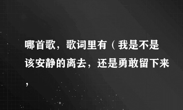 哪首歌，歌词里有（我是不是该安静的离去，还是勇敢留下来，