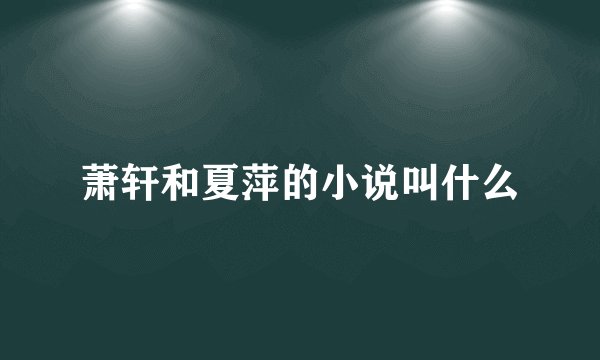 萧轩和夏萍的小说叫什么