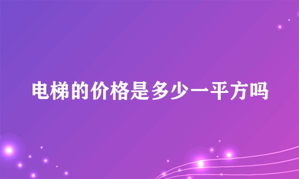 电梯的价格是多少一平方吗