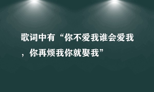 歌词中有“你不爱我谁会爱我，你再烦我你就娶我”